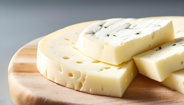 Foto el queso en rebanadas de halloumi aislado sobre un fondo blanco vista de arriba