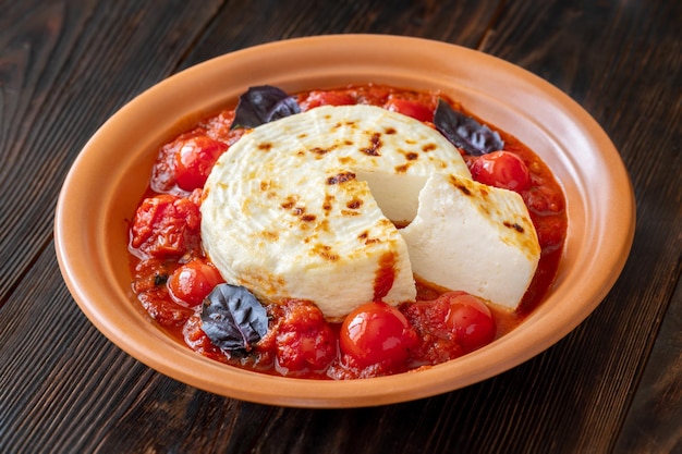 Queso ricotta al horno con salsa de tomate