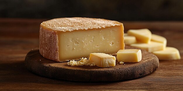 queso en una tabla de madera con queso y queso