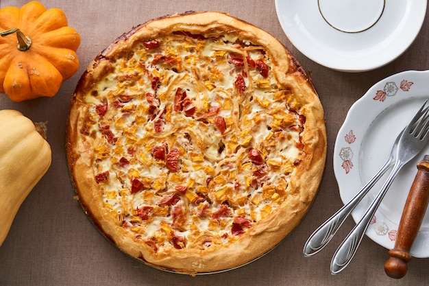 Quiche de calabaza y tomate.