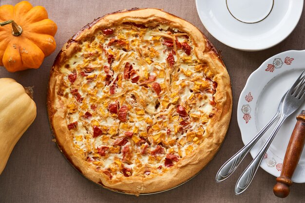 Quiche com abóbora e tomate