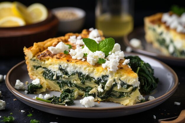 Quiche de espinacas y alcachofas con feta