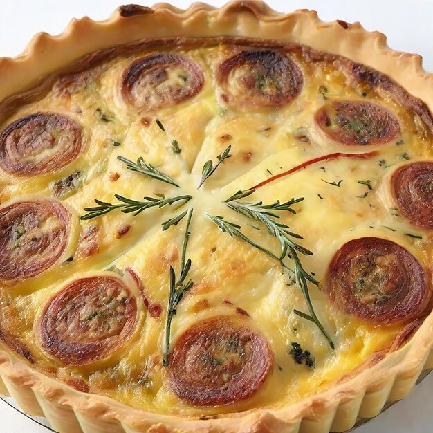 Quiche lorraine fresco y apetitosamente preparado