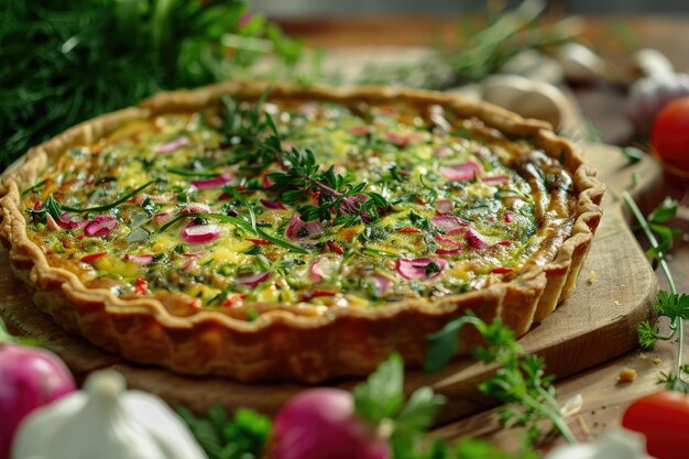 Quiche Lorraine, una tarta salada vegana con verduras