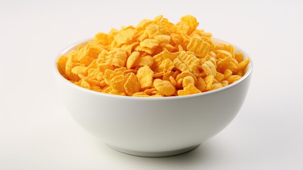 Quick Morning Delight Corn Flakes em Microondas em Fundo Branco