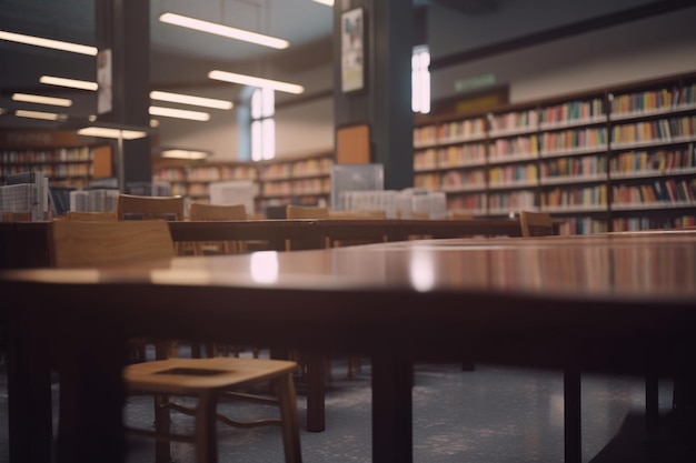 Quiet Haven Una biblioteca de escuela secundaria vacía bañada en luz