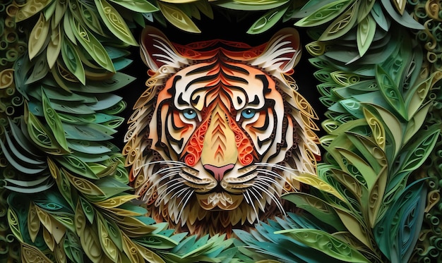 Quilled Tiger im Dschungel Dschungel erstellt mit generativen KI-Tools