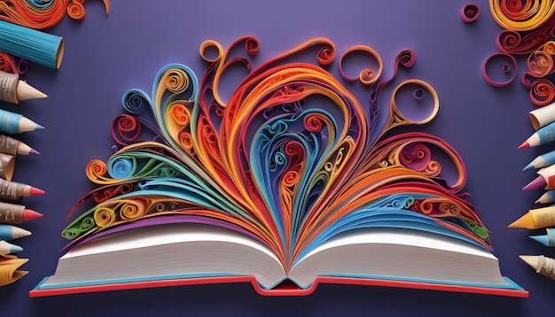 Foto quilling de livros mágicos