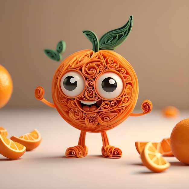 Foto quilling de frutas de naranja