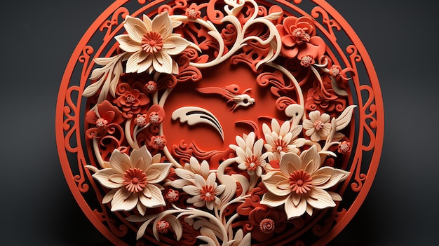 Quilling Paper Art Eine chinesische rote Laterne auf weißem Hintergrund