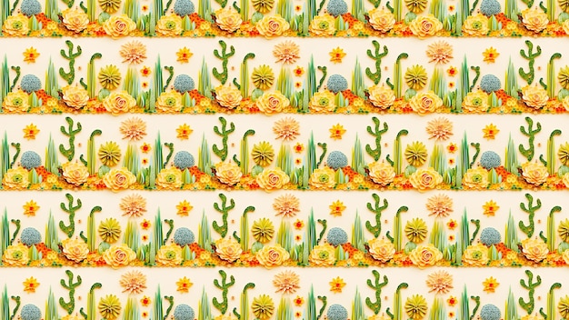 Quilling-Stil Kaktus-Creme-Hintergrund