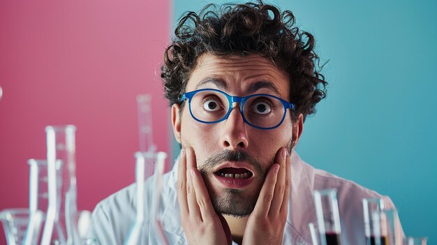 El químico sorprendido en el laboratorio