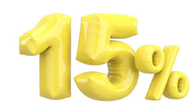 Quince por ciento 15 texto de globo ilustración en 3D