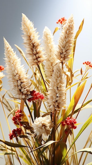 Quinoa CloseUp 3D Rendered Art Style auf weißer Rückseite