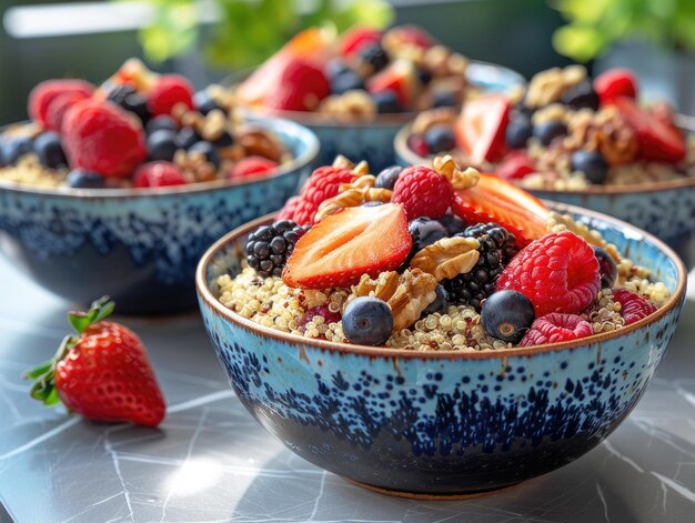 QUINOA Frühstücksschüssel mit gemischten Beeren