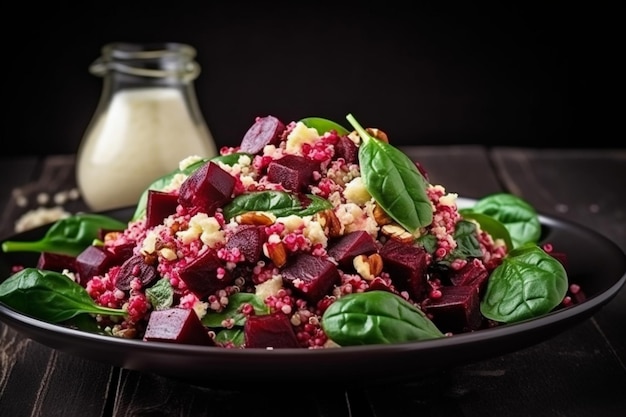 Quinoa-Salat mit Rote Bete und Spinat