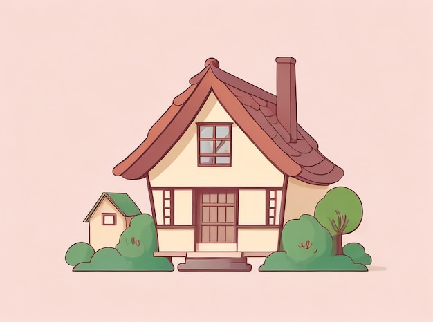 Quint Charm Old Cute House Ilustração isolada