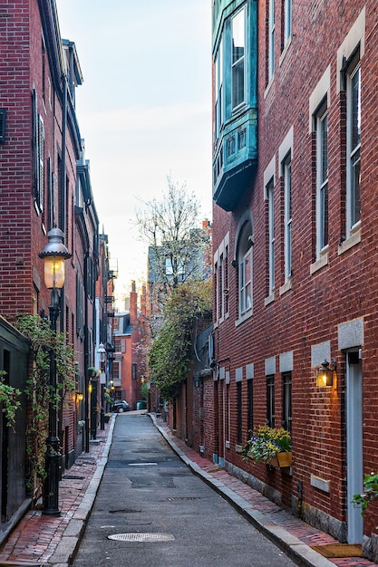 Quintal no bairro de Beacon Hill, no centro de Boston, MA, EUA.