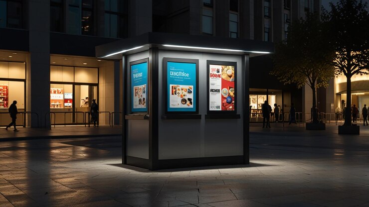 Quiosco publicitario de dos lados en la plaza al aire libre