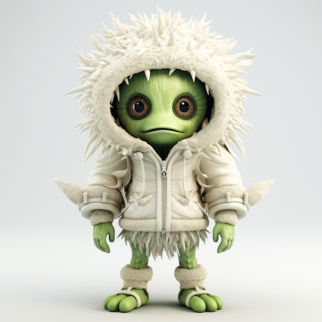 Quirky Alien Snowman Moda de Monstros em 3D de alta qualidade em fundo branco