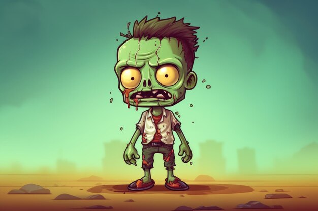 Quirky Undead Un divertido personaje zombi de dibujos animados en 3D con una personalidad divertida y traviesa