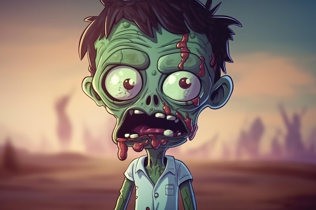 Quirky Undead Ein verspielter 3D-Cartoon-Zombie-Charakter mit einer lustigen und schelmischen Persönlichkeit