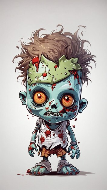 Quirky Zombie ilustrado en estilo cómico con fondo blanco