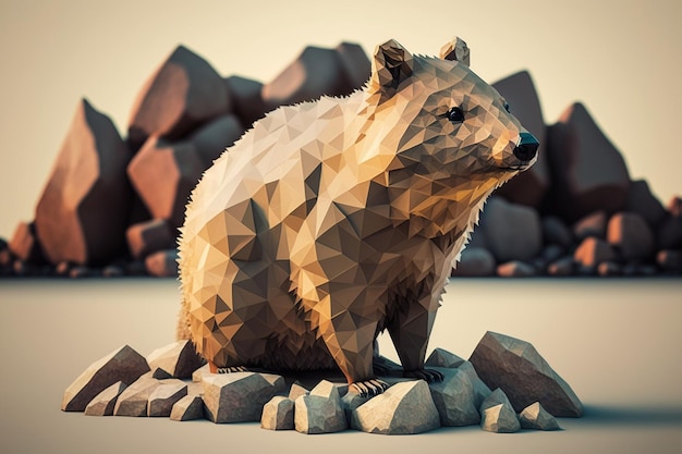Quokka animal geométrico imagem de alta resolução arte gerada por Ai