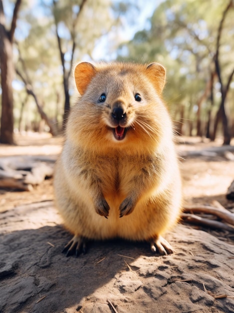 Quokka rechonchudo de desenho animado