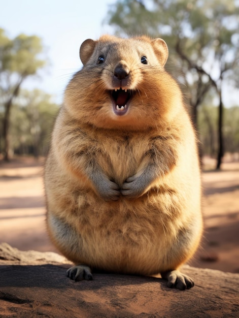 Quokka rechonchudo de desenho animado