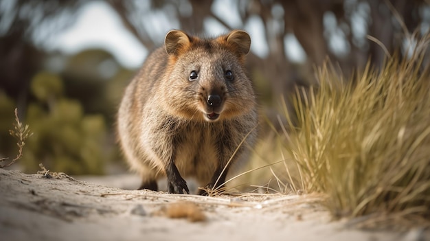 Quokka retozando en la isla Rottnest