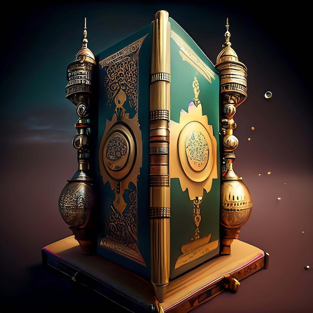 QuranMuslim heiliges Buch auf Steampunk platziert