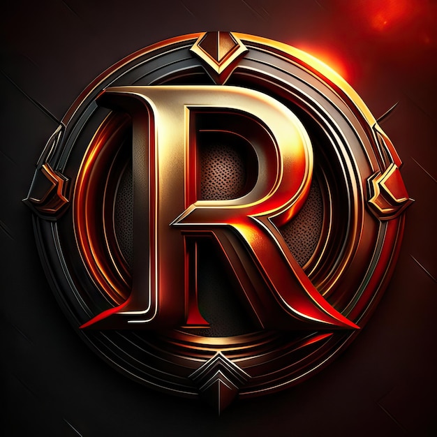 Foto r-logo mit goldenen und roten details
