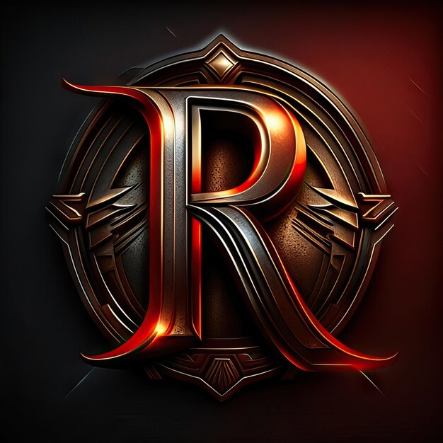 Foto r-logo mit goldenen und roten details