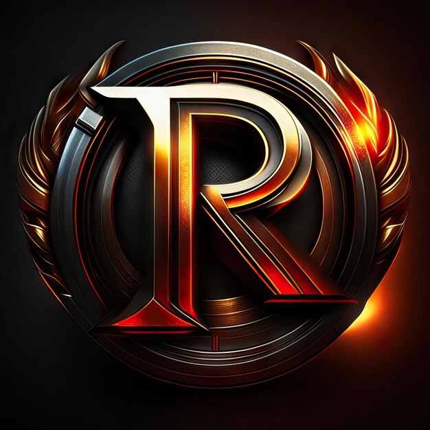 Foto r-logo mit goldenen und roten details