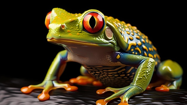 Rã de olhos vermelhos Litoria caerulea Fundo branco