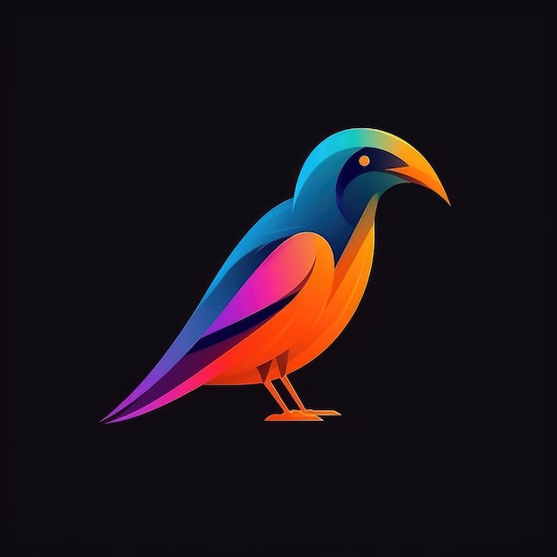 Rabenvogel Neon-Symbol Logo Halloween niedlich gruselig helle Illustration Tattoo isolierter Vektor