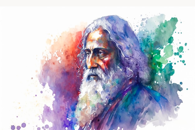 Rabindranath Tagore Aquarellillustration