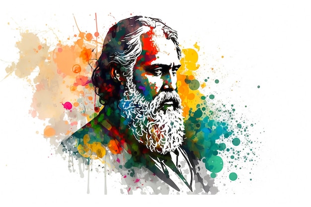 Rabindranath Tagore Aquarellillustration