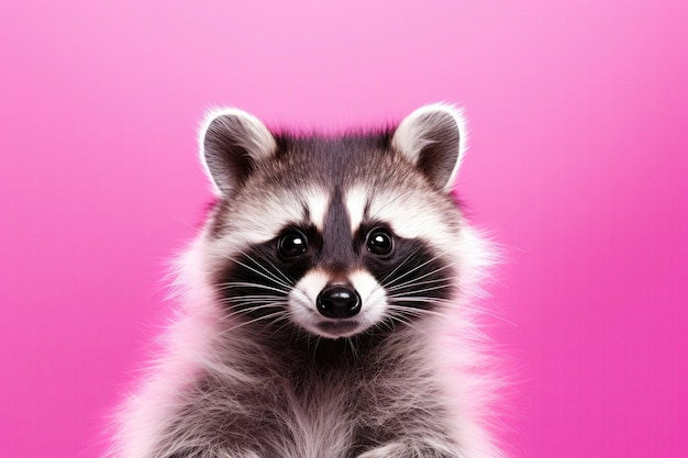 Raccoon bonito em fundo rosa