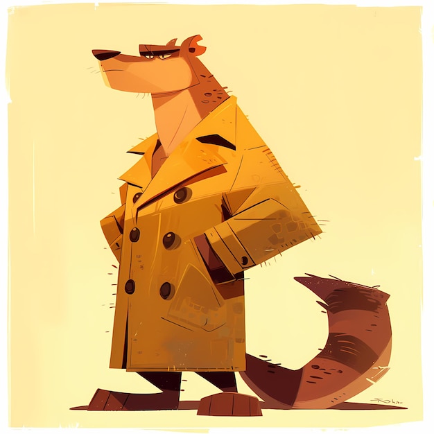 Raccoon elegante com casaco amarelo