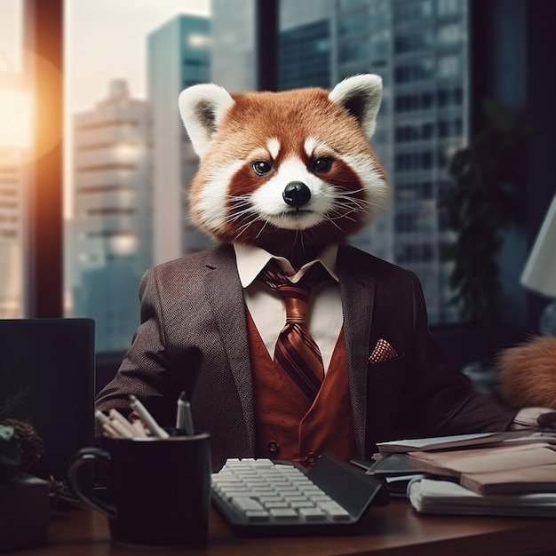 Foto raccoon em um terno ilustração legal