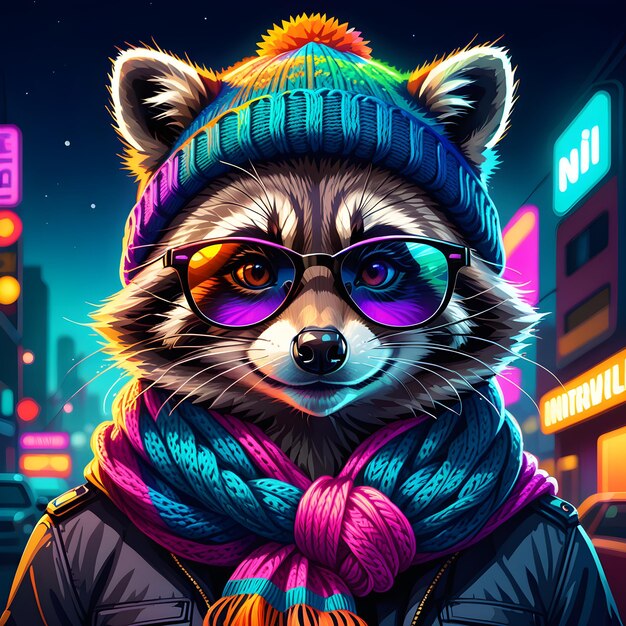 Foto raccoon vestido como retrato humano