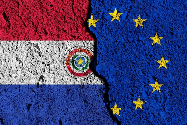 Rachadura entre a União Europeia e o conceito de relacionamento político de bandeiras do Paraguai