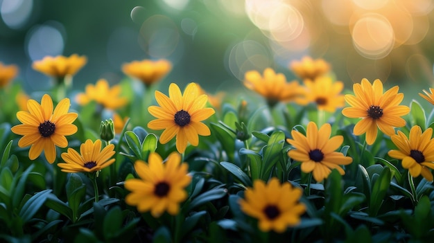 Un racimo de flores amarillas en la hierba