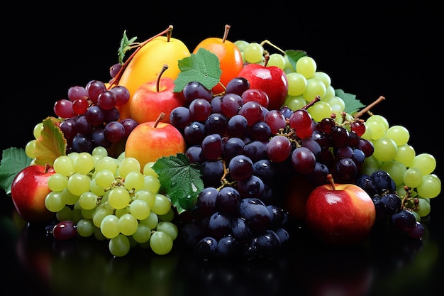 El racimo de frutas multicolor en el arte culinario