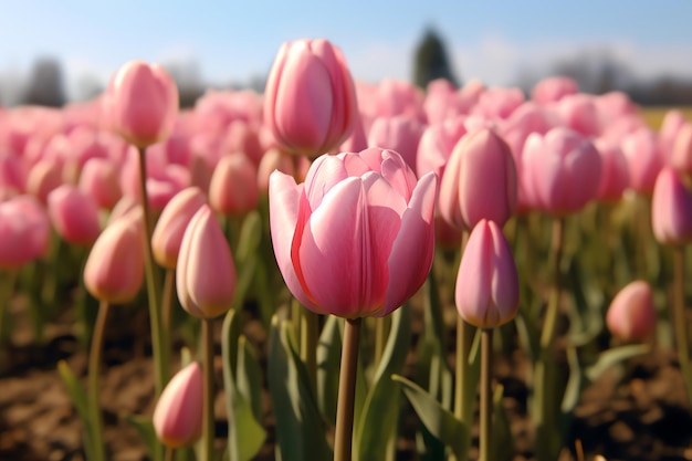 Un racimo de tulipanes en un campo fondo de pantalla