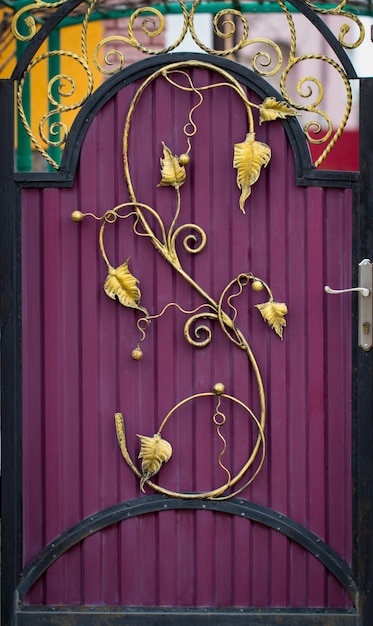 Racimo de uva forjado. elementos ornamentales de hierro forjado de la decoración de la puerta de metal.