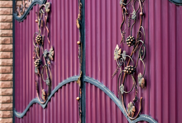 Racimo de uva forjado. elementos ornamentales de hierro forjado de la decoración de la puerta de metal.