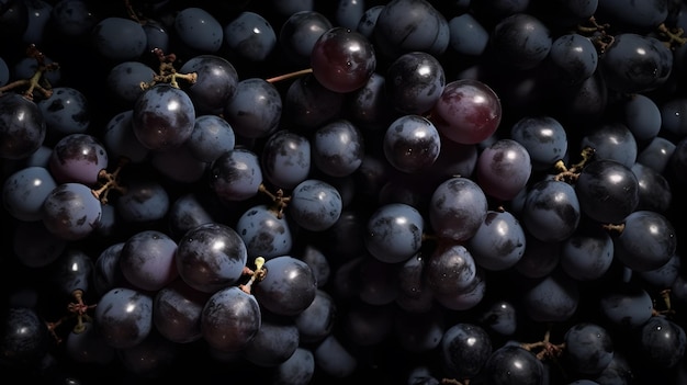 Un racimo de uvas se apilan uno encima del otro.